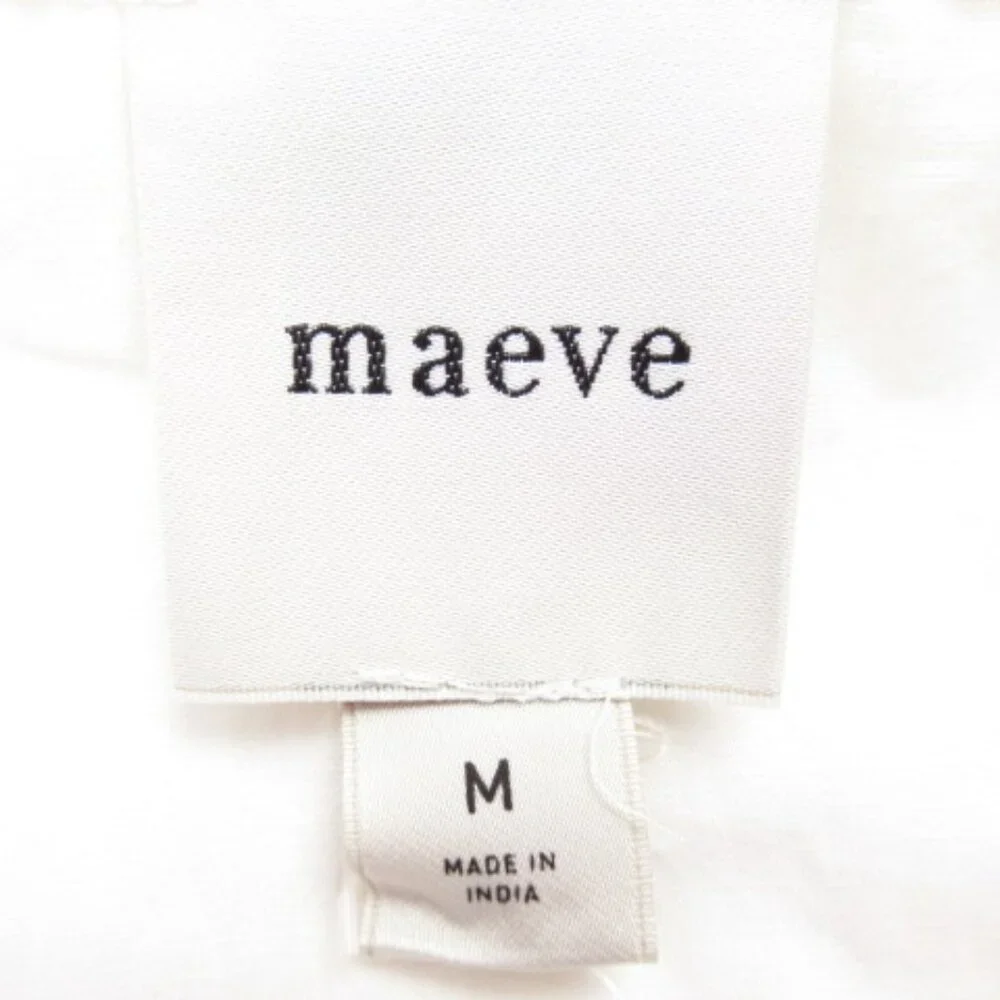 Anthropologie Maeve Long-Sleeve Sailor Collared Ruffle-Front Blouse White M